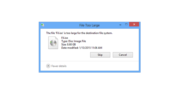 Too large for destination file system fat32